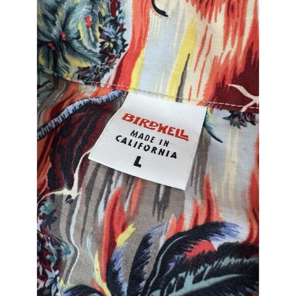 Birdwell Beach Britches Hawaiian Shirt Mens L Red Aloha Sunset California - Picture 2 of 9